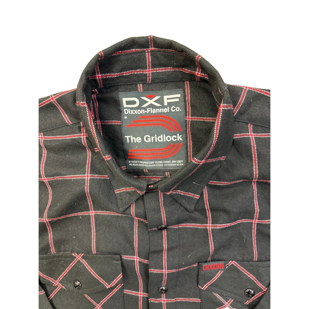 Dixxon Flannel Mens The Gridlock Long Sleeve Black Red Button Up Flannel Shirt M - Picture 4 of 4